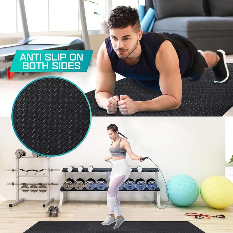 Yes4All 12, 16, 36 SQ. FT Puzzle Interlocking Exercise Mat Tiles for Home Gym, Exercise EVA Foam Floor Padding with Border for Workout Equipment Yes4All