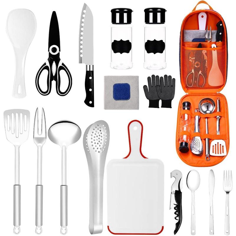 Camping Essentials Camping Accessories Gear Must Haves Camper Tent Camping Kitchen Rv Cooking Set Camping Cooking Utensils Set Supplies Gadgets Outdoor Stove Portable Picnic Gifts BBQ Stuff