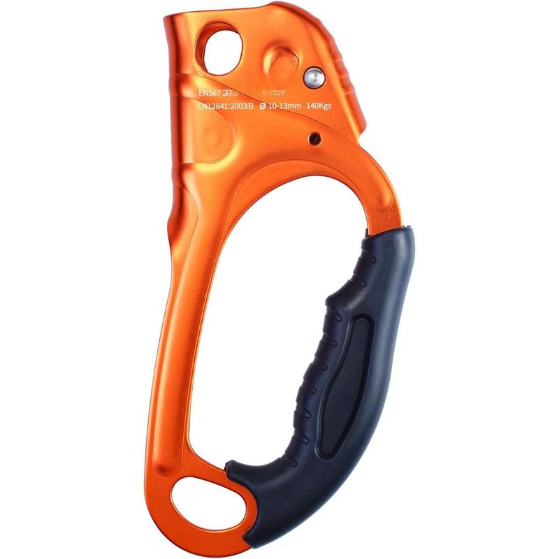 CE Hand Ascender,140kgs Rappelling Gear Equipment with  Rubber Handle for Rock Climbing Tree Arborist, Climbing Rescue Caving, Mountaineering, 8~13MM Rope, 4kN,Right Left Hand