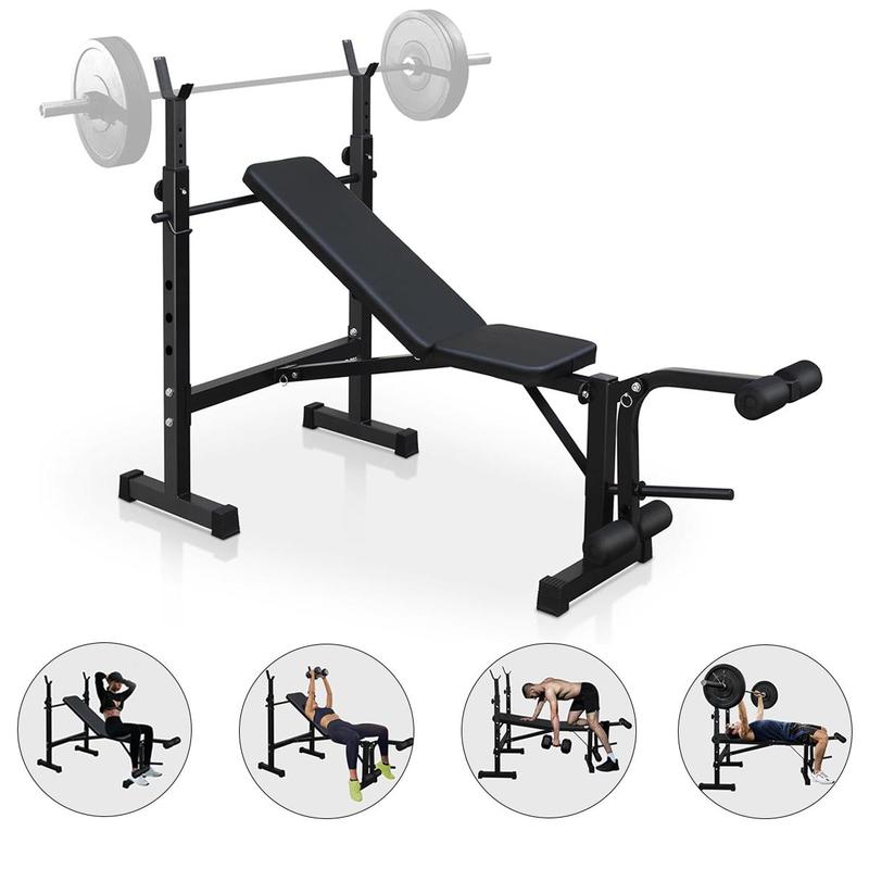 Olympic Adjustable Weight Bench Set, Workout Bench with Preacher Curl Pad and Leg Developer, Bench Press with Squat Rack, Olympic Weight Bench for Home Gym