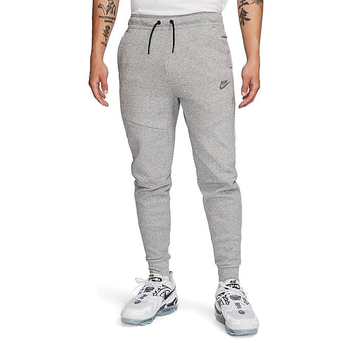 Men's Nike Sportswear Tech Dark Grey Heather Matte Silver White Fleece Joggers