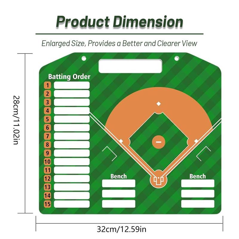 Baseball Lineup Board for Coach, Double-sided Sturdy and Durable Baseball Training Board, Easy Carry with Strong Clips and Dry Erase Pen Holder