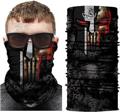 5PCS Skull Face Scarf Tube Bandana Headband Headwear for Motorcycle Riding Biker: Skeleton Mexico Flag Neck Gaiter Scarf