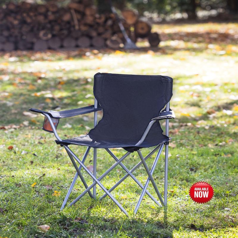 O.z.a.r.k T.r.a.i.l Basic Quad Folding Camp Chair with Cup Holder, Dark Blue  Black  Red , Adult