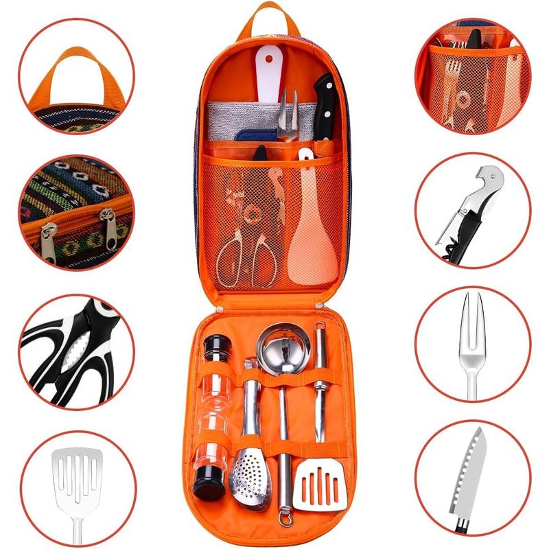 Camping Essentials Camping Accessories Gear Must Haves Camper Tent Camping Kitchen Rv Cooking Set Camping Cooking Utensils Set Supplies Gadgets Outdoor Stove Portable Picnic Gifts BBQ Stuff