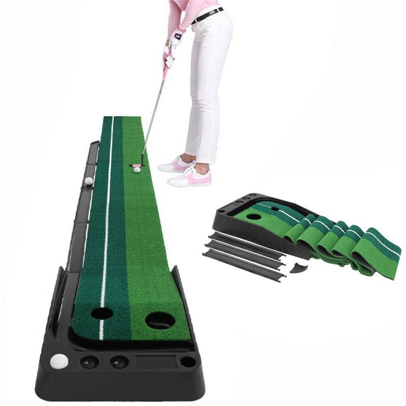 Indoor Golf Putting Green Golf Training Putting Mat Tracks With Auto Ball Return