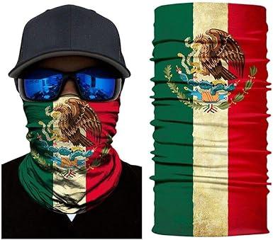 5PCS Skull Face Scarf Tube Bandana Headband Headwear for Motorcycle Riding Biker: Skeleton Mexico Flag Neck Gaiter Scarf