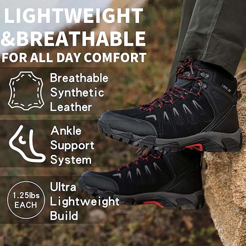 Men's Shoes Waterproof Hiking Boots Non-Slip Lightweight Outdoor Mid Top Ankle Boot Breathable Work Trekking Shoes