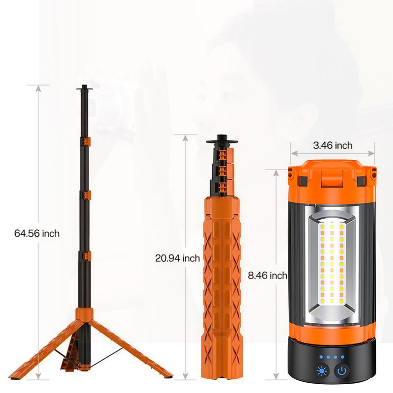 Rechargeable 10000 mAh Camping Light with Stand, 2100 Lumens Cordless Dimmable Camping Work Light with Detachable Tripod