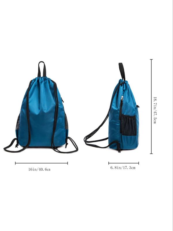 Drawstring & Zipper Waterproof Backpack, Gym Bag, Large Capacity Sports Bag For Tennis Pickleball Swimming Basketball Hiking Traveling, Sports Fitness Bag For Men Women, Sports & Outdoor Clothes Accessories