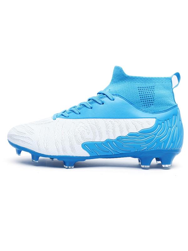 Men's Colorblock High Top Football Shoes, Sporty Lace Up Soccer Shoes, Football Cleats, Training Shoes for Outdoor, Sports Footwear for All Seasons