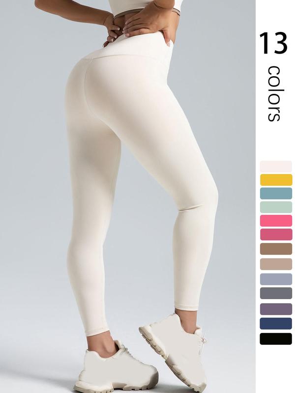 Women's Solid High Waist Sports Leggings, Sporty Breathable Comfortable Skinny Pants, High Stretch Yoga Leggings, Ladies Sportswear for Indoor Outdoor Wear