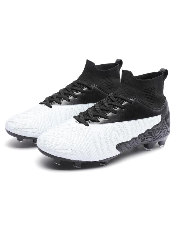 Men's Colorblock High Top Football Shoes, Sporty Lace Up Soccer Shoes, Football Cleats, Training Shoes for Outdoor, Sports Footwear for All Seasons