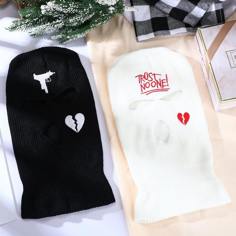 2 count 3 Hole Ski Mask Winter Warm Balaclava Full Face Knit Mask Ski Hat Mask Knitted Full Face Cover for Men Women