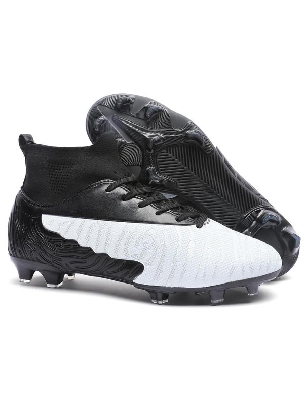 Men's Colorblock High Top Football Shoes, Sporty Lace Up Soccer Shoes, Football Cleats, Training Shoes for Outdoor, Sports Footwear for All Seasons