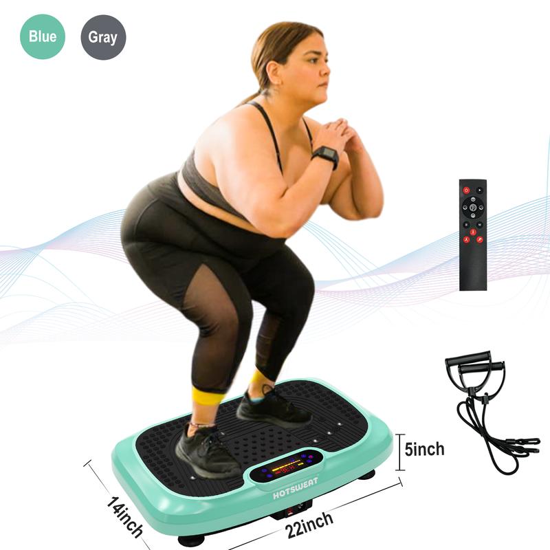 HOTWAVE Vibration Plate Gym Machine - Full Body Vibration Platform for Lymphatic Drainage - Home Training Equipment with Resistance Bands, 120 Levels