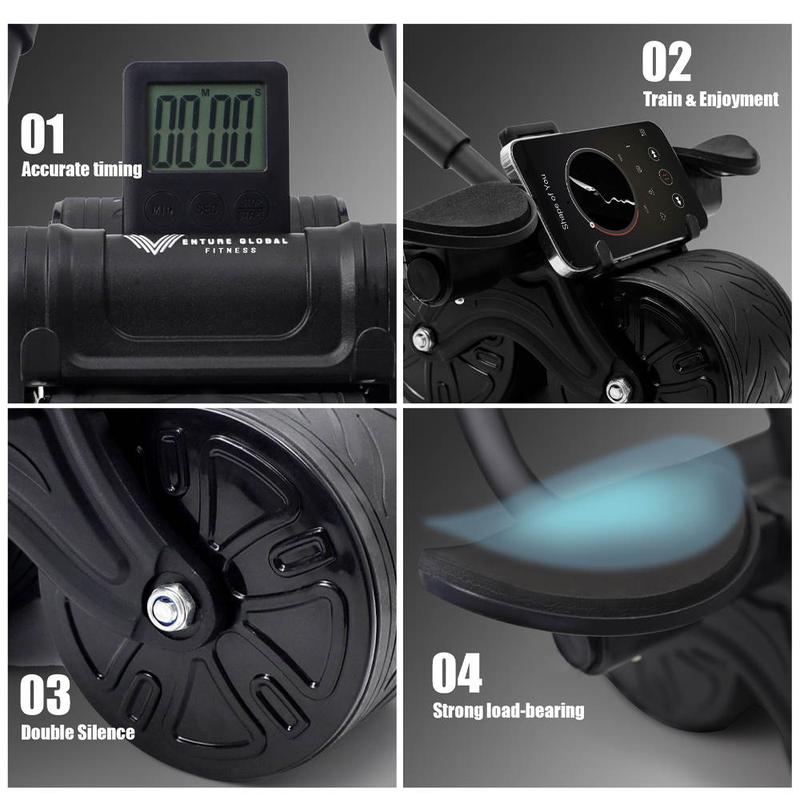 Venture Global Fitness Ab Wheel With Elbow Support [Timer and Knee Pad Included]