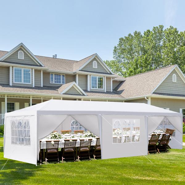 Spring Outdoor Party Tent for Party,Wedding,Camping,Beach(10'x30'),8 Removable Sidewalls,Waterproof Canopy Patio Wedding Gazebo, White