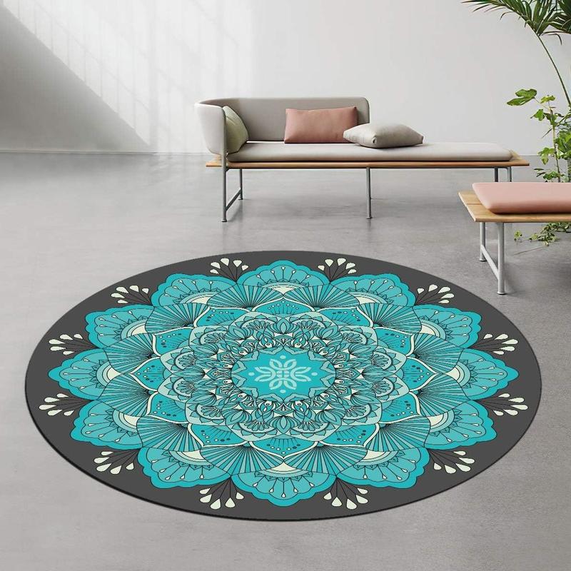 Round Yoga Mat, Non-slip Meditation Cushion, Mandala Pattern Yoga Mat for Home Gym Workout, Yoga & Pilates Equipment