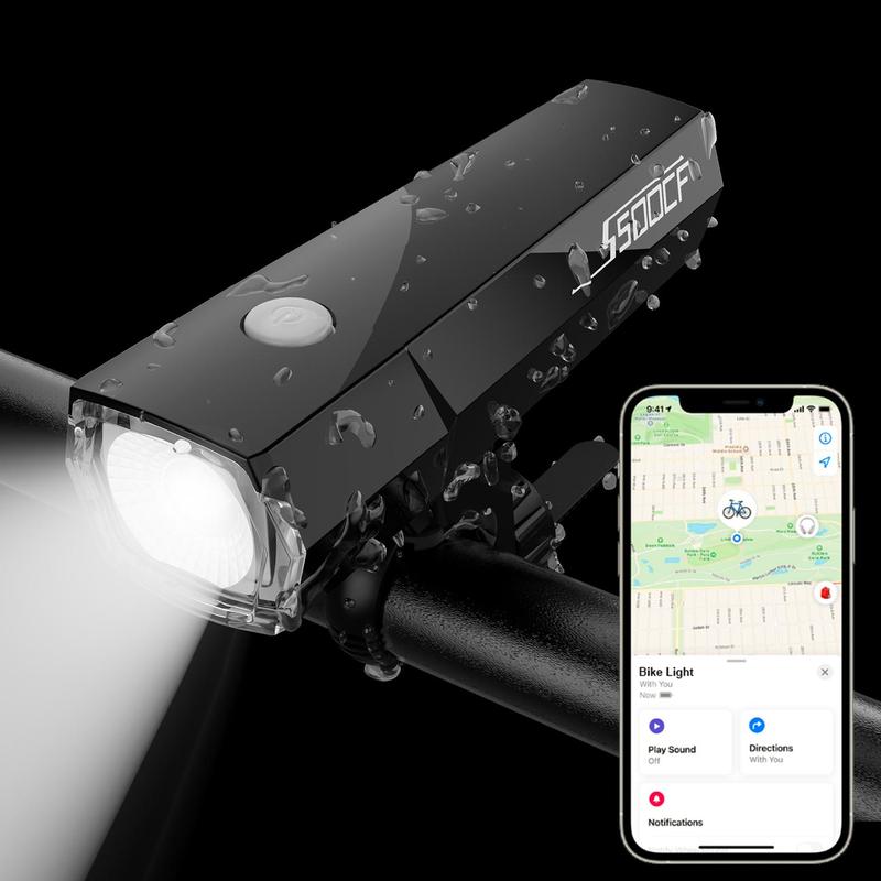 Rechargeable Bike Light, Super Bright Bicycle Headlight Built-in Apple Find My Positioner, Cycling Light for Outdoor