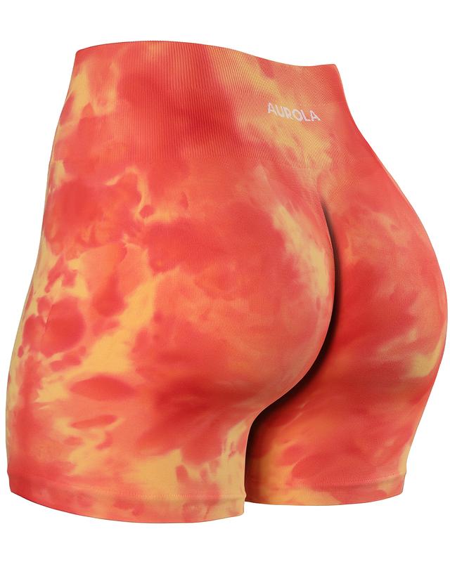 AUROLA Dream Tie Dye Workout Shorts for Women,Seamless Soft Smooth Gym Yoga Scrunch Active Shorts