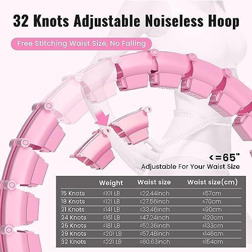 65inch 32 Knots Plus Size Quiet Weighted Hula Infinity Fitness Detachable Hoops, Smart Noiseless Infinity Hula for Women