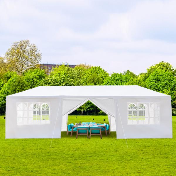 Spring Outdoor Party Tent for Party,Wedding,Camping,Beach(10'x30'),8 Removable Sidewalls,Waterproof Canopy Patio Wedding Gazebo, White