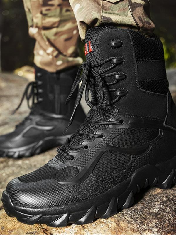 Men's Outdoor Hiking Boots, Lightweight Wear-resistant Military Boots, Comfortable High Top Shoes for Outdoor Activities