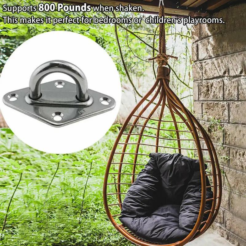 Stainless Steel Rhombic Fixed Hook, 2 Counts Hammock Hanging Hook, Porch Ceiling Swing Hook, Home Organizer for Indoor & Outdoor