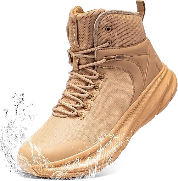 Men's Waterproof Hiking Boots for 6 Inches Slip Resistant Lightweight Military Tactical Work Boots Police Motorcycle Shoes