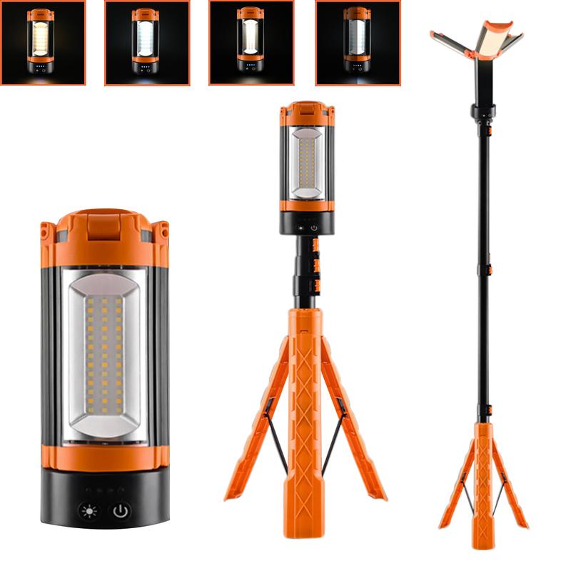 Rechargeable 10000 mAh Camping Light with Stand, 2100 Lumens Cordless Dimmable Camping Work Light with Detachable Tripod