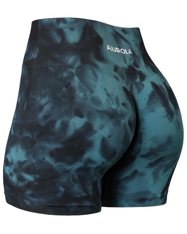 AUROLA Dream Tie Dye Workout Shorts for Women,Seamless Soft Smooth Gym Yoga Scrunch Active Shorts