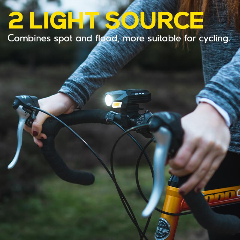 Hokolite 1600 Lumens Aluminium Mountain Bike Lights With Rear Light