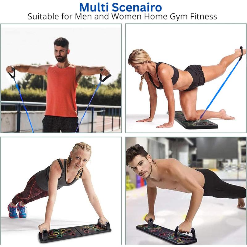 Push Up Board for Men & Women with Silicon Handles, Color Coded Muscle Target Zones Home Gym Equipment Foldable Strength Training Workout Equipment