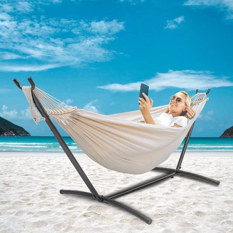 Double Hammock with Stand Included 450Lb Capacity Steel Stand, Premium Carry Bag