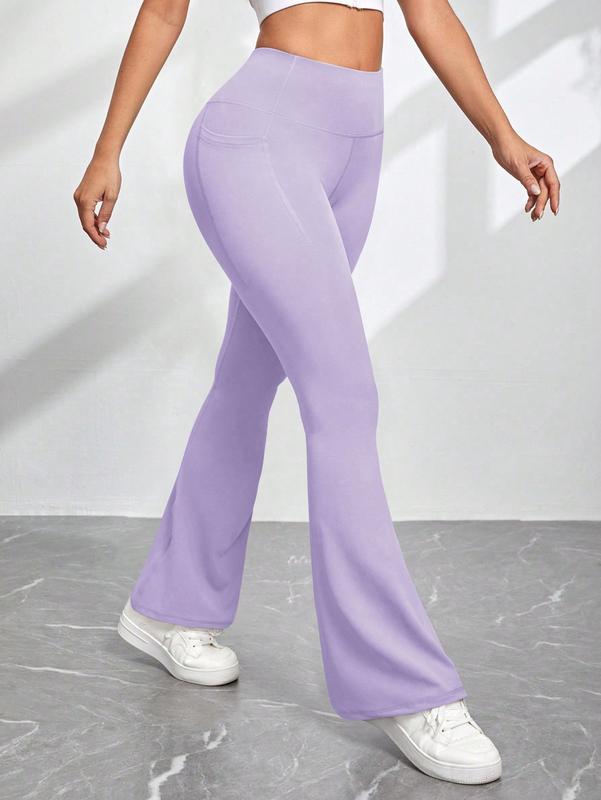 Arsoxy Women Flare Leg Leggings with Pockets, High Waisted Tummy Control Yoga Pants for All-Season Wear