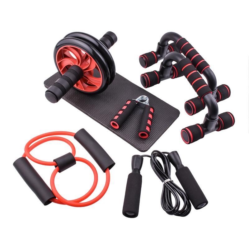 Home Workout Equipment, 7 Counts Abdominal Roller Wheel, H Push Up Bars, Skipping Rope, Hand Grip Trainer, Resistance Band & Mat, Fitness Equipment for Ab Training, Christmas, Christmas Gift