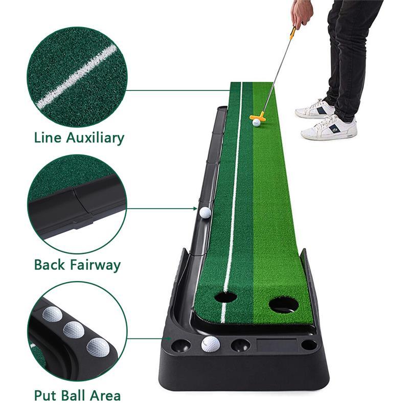 Indoor Golf Putting Green Golf Training Putting Mat Tracks With Auto Ball Return