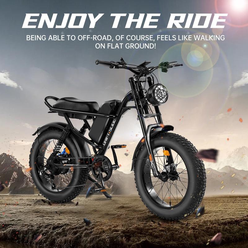 DRIFT.SLIDE 1500W Peak Power Electric Bike for Adults, 28 MPH 60 Miles Electric Moped Style Bike, 48V 20.8 Ah UL 2849 Removable Battery, 7 Speed 20