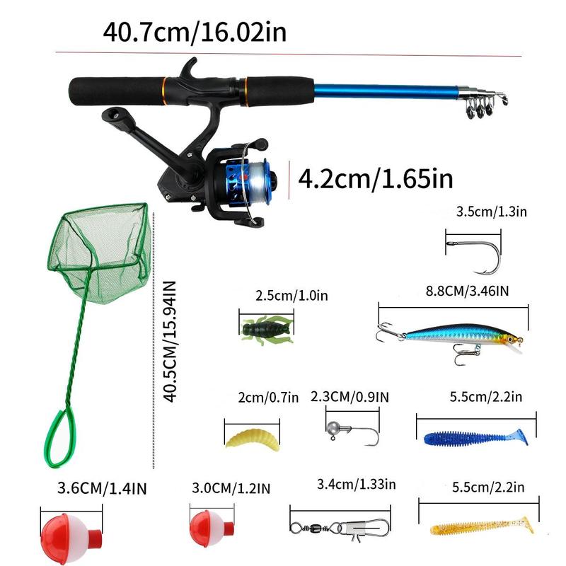 Fishing Rod & Reel Set, Fishing Rod & Reel & Fishing Line & Fishing Lure & Fishing Hook & Fishing Bag Set, Fishing Accessories for Outdoor Fishing