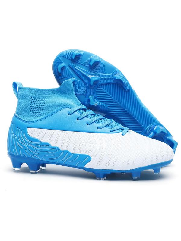 Men's Colorblock High Top Football Shoes, Sporty Lace Up Soccer Shoes, Football Cleats, Training Shoes for Outdoor, Sports Footwear for All Seasons