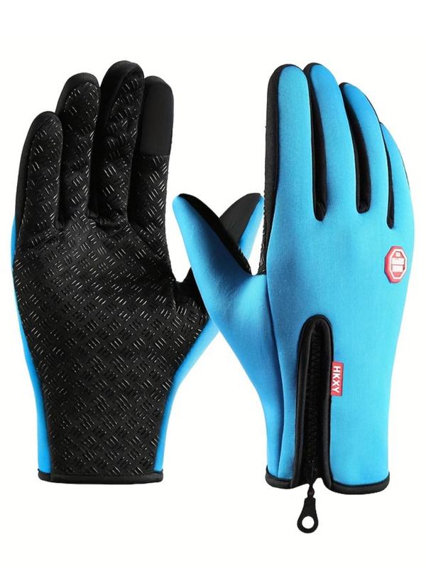 Winter Sensitive Touch Screen Gloves, with Adjustable Zipper, Windproof and Waterproof Function on The Back, Outdoor Climbing, Fishing and Running Sports Gloves, Unisex