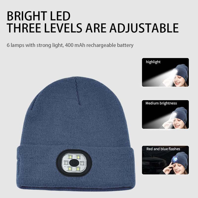 LED Light&Bluetooth Music Warm Beanie for Winter Sport,Hiking,Golf,Hunting,Camping,Skiing,Open-Ear, High-tech Gifts