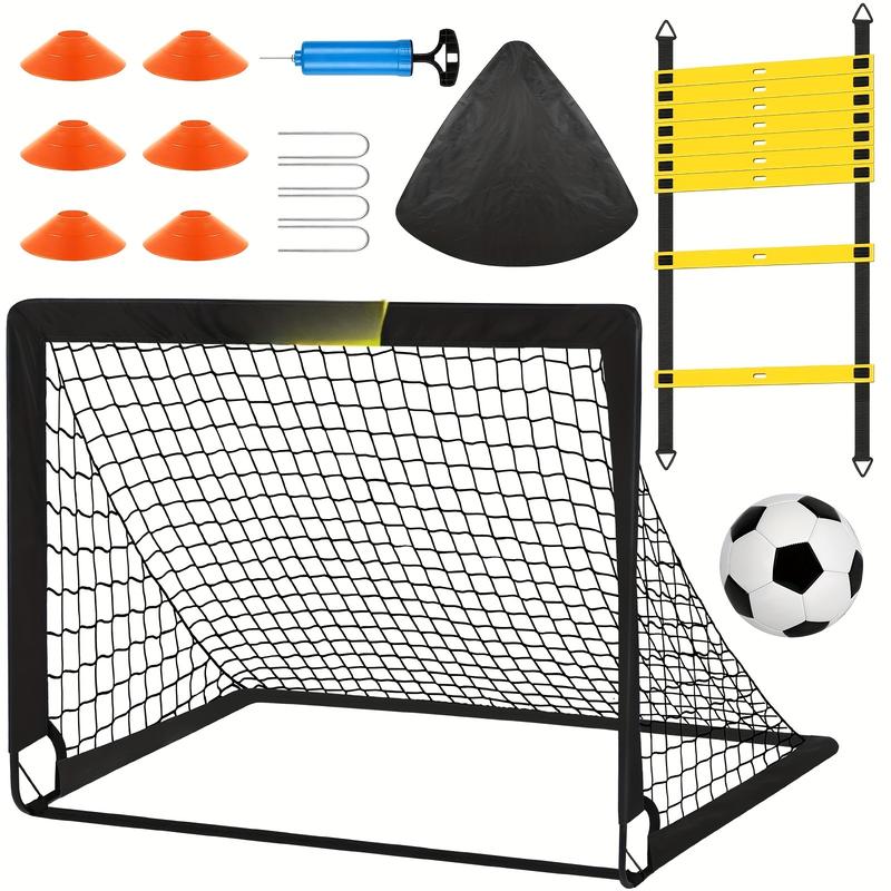 Portable Soccer Goal Set, Includes 1pc Soccer Goal, 1pc Soccer Ball, 12pcs Training Cones, Agility Ladder, And A Pump