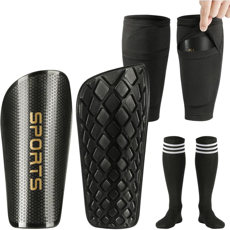 Soccer Shin Guards Toddler and Kids, Shin Pads Set with Shin Sleeves and Long Soccer Socks for Age 2-4, 3-5, 4-6, 6-8, 8-10, 10-12 Boys and Girls, Lightweight Soccer Equipment