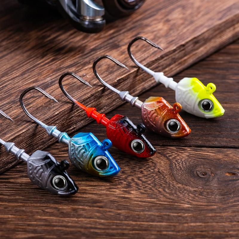 Swimbait Jig Heads,Colored Lead Jig Head Hooks for Freshwater Saltwater Fishing,Painted Fishing Jig Hooks for Trout Bass Walleye Crappie Fishing,5 Colors Swim Jig Heads with Tackle Box