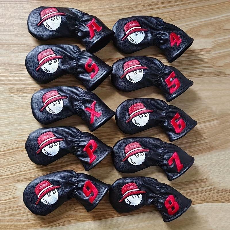 Golf Iron Head Cover, 10 Counts set PU Leather Golf Iron Club Head Cover, Golf Accessories for Men & Women, Protect Your Clubs and Look Great on the Course