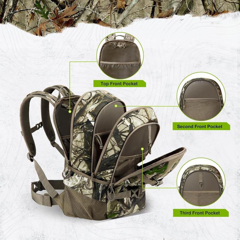 Hunting Backpack with Waterproof Rain Cover, 25L Hunting Pack, Durable Hunting Day Pack for Bow Rifle Gun