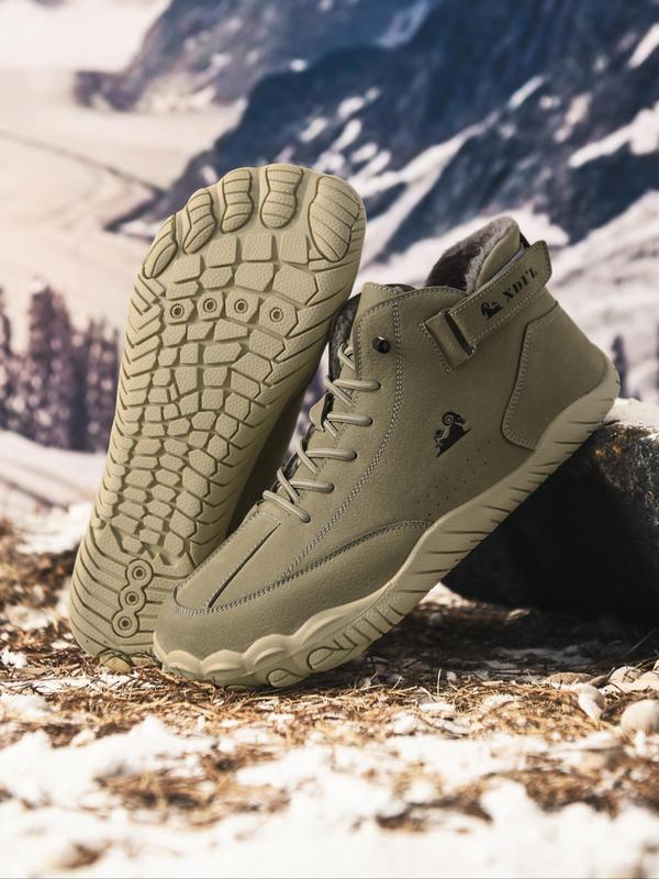 Men's Winter Hiking Shoes, Casual Sporty Warm Non-slip Rubber Sole Shoes, Lightweight Comfortable Sports Shoes for Outdoor Activities