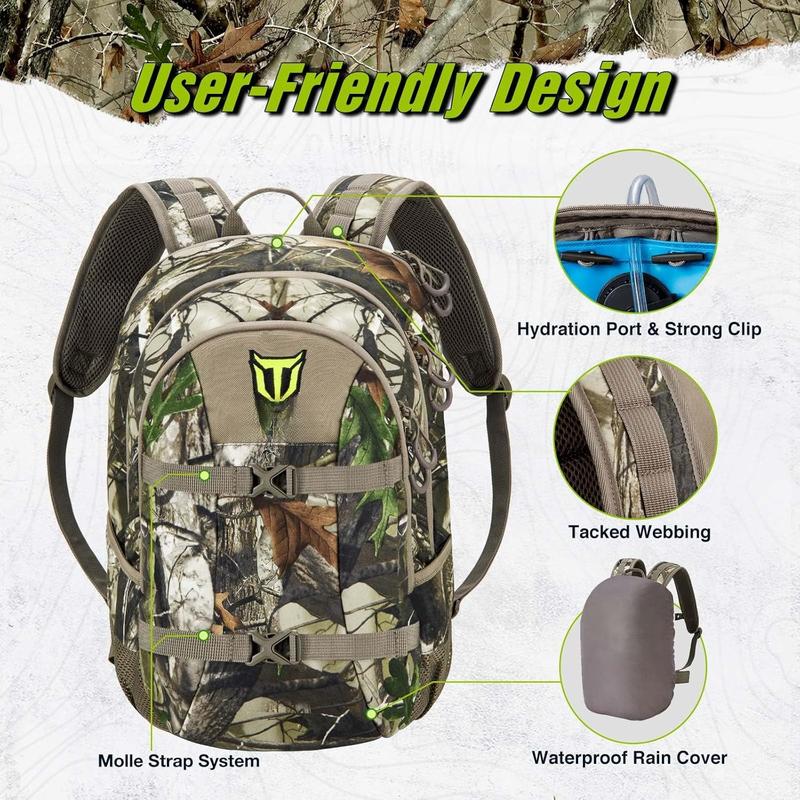 Hunting Backpack with Waterproof Rain Cover, 25L Hunting Pack, Durable Hunting Day Pack for Bow Rifle Gun